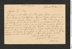 Nachlass Franz Steindachner, Postkarte von Erich Gerstäcker (junior) an Franz Steindachner (12.11.1883), Inv.Nr. 157.01, Seite 1